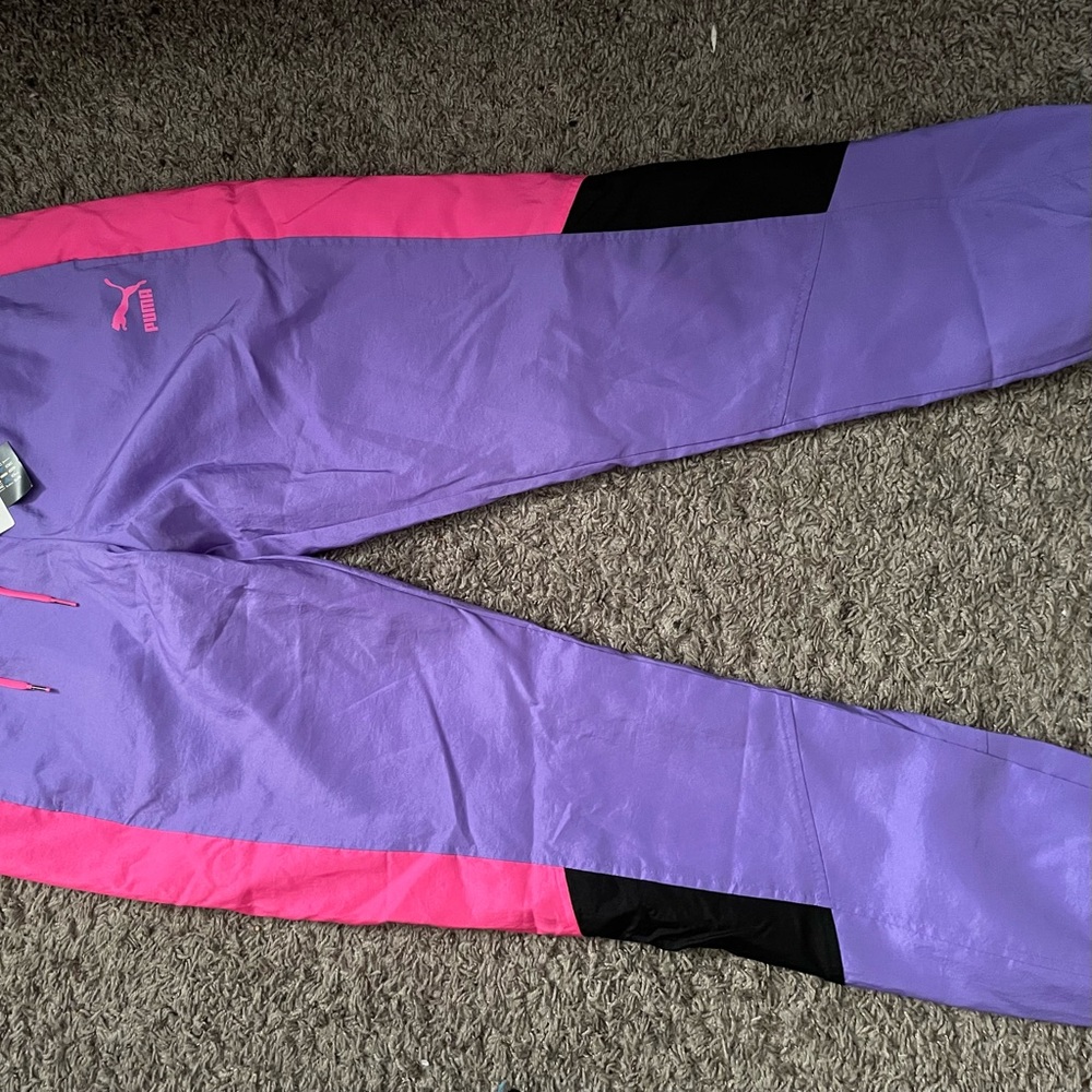 Purple and pink puma retro pants